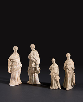 Statuettes féminines de style tanagréen, terre cuite, Grèce, Béotie, Tanagra